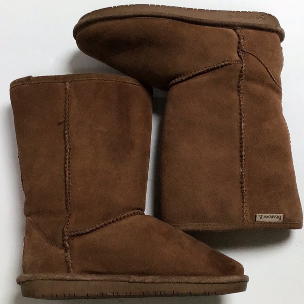 Bearpaw Brown Suede Sherpa Sheepskin Lined 610W Emma Boots Sz 8